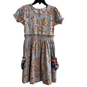 Matilda Jane Blue Floral Smocked Waist Dress with Puff Sleeves